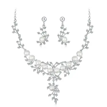 1 Комплект, ожерелье с цветочным узором для невесты, Серьги, Свадебные украшения с имитацией жемчуга, Ins 97QE