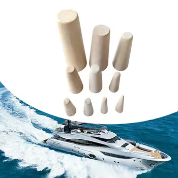 10шт аварийных деревянных пробок для лодки Ассорти Simple 7 Различных размеров сквозная сливная пробка для корпуса Деревянные заглушки для морской яхты