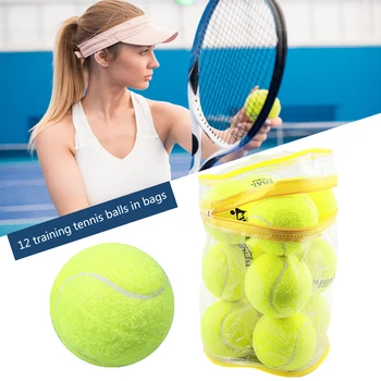 12шт теннисных мячей для тренировки давления, эластичных теннисных мячей для тренировки домашних собак, играющих в мячи для начинающих, тренировочный мяч