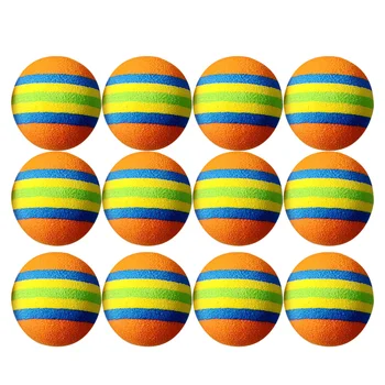 12шт шариков с рисунком в полоску, мяч из ЭВА, Разноцветные шарики, мячи для игры в кошки-мышки, тренировочный мяч (Оранжевый, синий, желтый, зеленый для гольфа