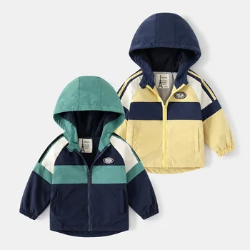 2023, Зимне-осеннее пальто для детей и мальчиков, куртки с капюшоном на молнии в стиле пэчворк, хлопковая толстая ветрозащитная свободная детская верхняя одежда для мальчиков