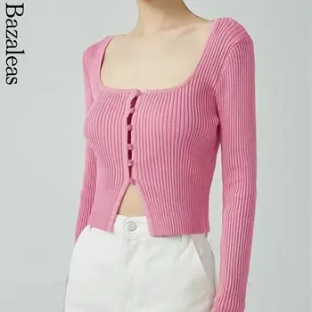 2023 магазин bazaleas магазин traf Однобортные кардиганы короткие свитера топы официальная женская одежда