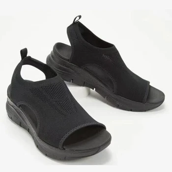 2023 Новые женские босоножки, Летняя мода, Открытый носок, Удобная женская спортивная обувь из дышащей сетки, Уличная повседневная обувь для ходьбы