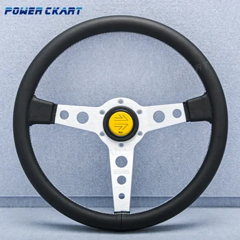350 мм 14-дюймовые кожаные рулевые колеса для дрифтинга в автоспорте, плоское игровое рулевое колесо для Sim-карт универсального типа