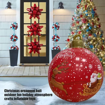 60 см Открытый Рождественский надувной шар, украшенный ПВХ, Гигантские Большие шары, Елочные украшения, Игрушечный шар без света