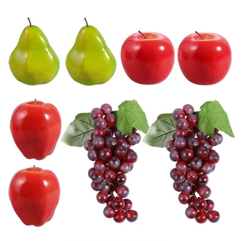 8шт Имитационная модель фруктов, украшение, реалистичный реквизит для фотосессии из искусственных фруктов (яблоко, красная вкусная груша, виноград для каждого)