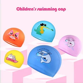 (COD) Мультяшная шапочка для плавания, детская шапочка для бассейна, водонепроницаемая защита ушей, шапочка для плавания для мальчиков и девочек, для плавания