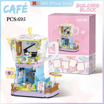 Wltoys XKS 2093 Building Block Café 695Pcs Модель Кофейни Строительный Блок Детская Обучающая Развивающая Игрушка в Подарок для Малыша