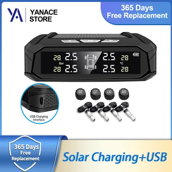 Yanace Solar TPMS Система контроля давления в автомобильных шинах Цифровой дисплей температуры шин Автоматические системы охранной сигнализации с 6 датчиками