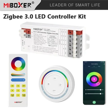 Zigbee 3в1 Светодиодный Регулятор Яркости Света 2.4 G RF Control RGB/ RGBW/RGBCCT Miboxer Мгновенная Проводка без инструментов для Alexa Google Home