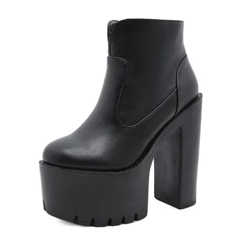 Ботинки на платформе 2023, весна/осень, водонепроницаемая женская обувь на платформе для ночного клуба на толстой подошве, женские ботинки на толстом каблуке.