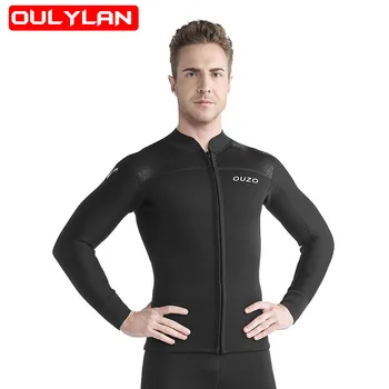 Верхняя куртка Oulylan, 3 мм неопреновый гидрокостюм, мужская теплая куртка для дайвинга с разрезом и длинным рукавом, мужская одежда для серфинга и плавания