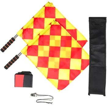 Волейбольный судейский флаг Металлические вывески Сигнальный свисток для проведения футбольных гонок Металлические ручные флажки Красный Вызов