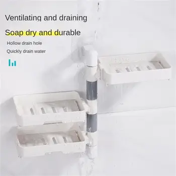 Вращающийся креативный сливной трехслойный держатель для мыла, настенный неперфорированный Сливной ящик для мыла в ванной, Стеллаж для хранения мыла, держатель для мыла