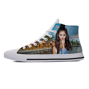Горячая летняя обувь Selena Gomez Для мужчин и женщин, Легкая обувь Selena Gomez, Дышащая Удобная парусиновая обувь с высоким берцем