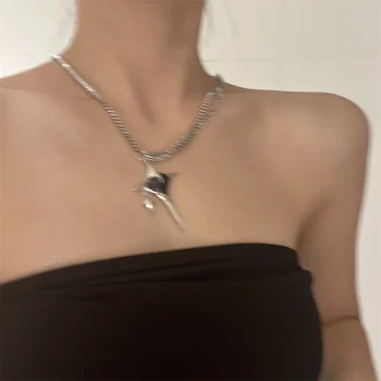 Девушка Индивидуальность Мода Черный Кристалл Темперамент Серьги Ожерелье Пирсинг для женских ушей Корейская мода