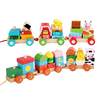 Деревянные маленькие поезда, гладкая привлекательная забавная Классическая деревянная игрушка, Детские игрушки, Деревянный поезд, для детей