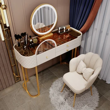 Деревянный угловой передвижной туалетный столик в скандинавском стиле, Белый туалетный столик с зеркалом, мебель для спальни Tocador Maquillaje