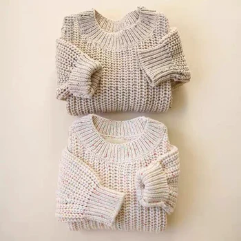 Детский свободный свитер, вязаный на осень-зиму, Одежда для маленьких мальчиков и девочек с круглым вырезом, Вязаный пуловер для маленьких девочек и мальчиков, Детская верхняя одежда, свитер
