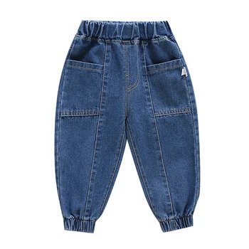 Джинсы для девочек, однотонные джинсовые брюки для девочек, повседневные детские джинсы, весенне-осенняя детская одежда