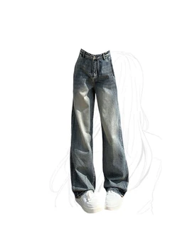Женские мешковатые джинсы с высокой талией, уличная одежда Harajuku, винтаж 90-х, Y2k, прямые джинсовые брюки оверсайз, Корейские широкие Ковбойские брюки
