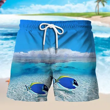Забавное океанское животное Коралловая рыба Акула Шорты с 3D принтом Летние Модные повседневные мужские пляжные брюки Kawaii Для мальчиков и девочек Детские шорты для плавания