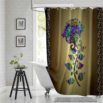 Занавески для душа в стиле бохо с винтажными цветами, бежевые, нейтральные и коричневые, современные занавески для ванны из водонепроницаемого полиэстера с 12 крючками