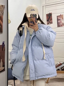 Зимняя куртка, женская куртка, женские парки, осень-зима 2023, Толстое теплое сшитое пальто, крупногабаритная Корейская модная свободная верхняя одежда из фугу