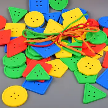 Игрушки Монтессори для детей, 20 шт., развивающие игрушки, геометрические блоки для раннего обучения, Пуговицы с резьбой, учебные пособия