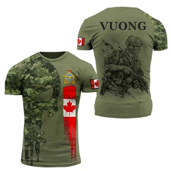 Канадская камуфляжная футболка, мужские армейские топы с тактикой ветеранов, футболки с 3D военным камуфляжным принтом канадских солдат, полевые топы с коротким рукавом