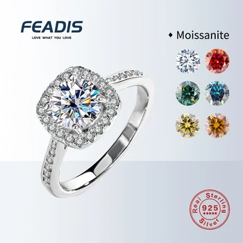 Кольца с муассанитом от 1 до 3 карат D VVS1 для женщин, серебряное кольцо 925 пробы, Красочное кольцо с бриллиантом, обручальные кольца с покрытием из белого золота