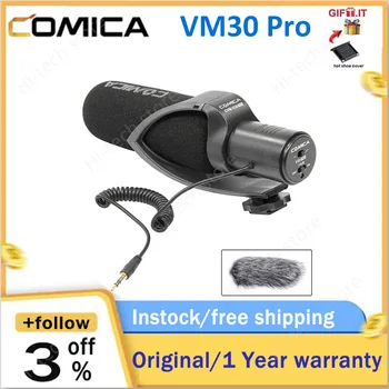 Конденсаторный видеомикрофон Comica CVM-V30 PRO для записи интервью для цифровой зеркальной камеры Canon Nikon Sony (с ветрозащитой)