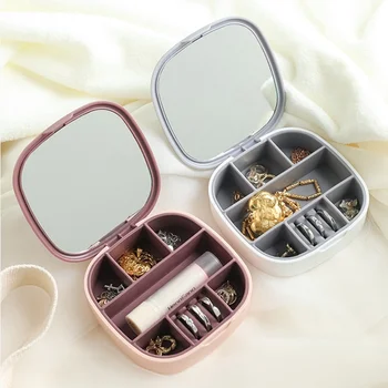 Коробка-органайзер для ювелирных изделий с зеркальным кольцом / Ожерельем / Серьгами, Подарки для хранения ювелирных изделий