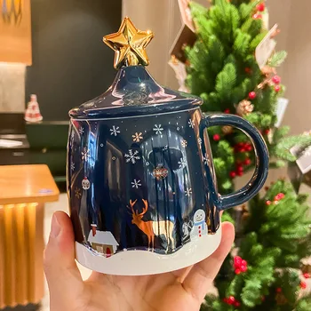 Креативная Мультяшная милая керамическая кружка, Рождественские кружки, кофейные чашки, керамическая и гончарная кружка для чая, оригинальные чашки для завтрака, дорожные