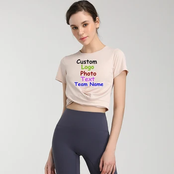 Летняя дышащая одежда, Спортивная одежда для бега, Быстросохнущая футболка с короткими рукавами, сексуальная модная одежда, эластичная блузка с логотипом на заказ