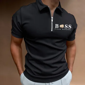 Летняя мужская рубашка поло, однотонная футболка с короткими рукавами и лацканами, повседневная приталенная рубашка, европейская и американская мужская одежда
