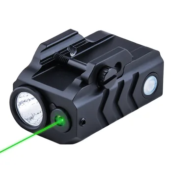Металлический низкопрофильный тактический пистолетный лазерный прицел мощностью 500 лм, зеленый / красный, перезаряжаемый для фонарика Glock 17 Picatinny, скаутский фонарь