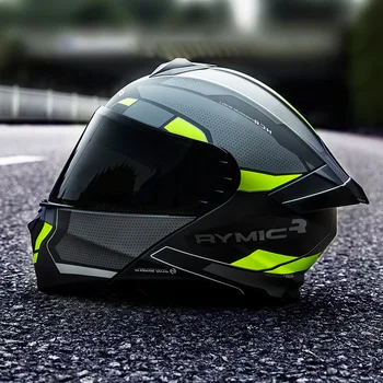 Мотоциклетный шлем RYMIC935SV Персонализированный Откидной шлем Гоночная каска с большим задним антикрылом, полнолицевой шлем Cafe Racer, одобренный ЕЭК
