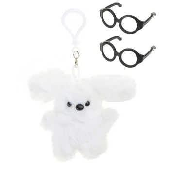 Мягкая игрушка в очках, идеальный подарок для пары, сумка с кроликом, Брелок для ключей, Прямая доставка