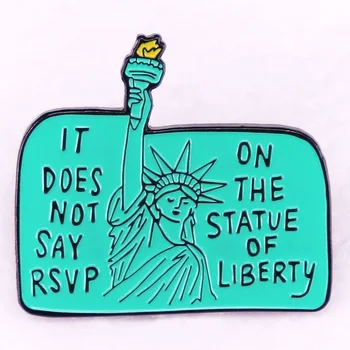 На эмалированной булавке со статуей свободы не написано rsvp, цитаты из фильмов о любви, брошь для значка, украшения для рюкзака
