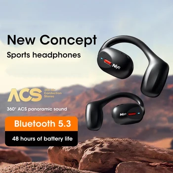 Наушники Bluetooth 5.3 Настоящие беспроводные наушники с кнопкой управления микрофоном, заушниками с шумоподавлением, водонепроницаемой гарнитурой для занятий спортом