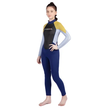Неопреновый костюм для подводного плавания, цельный детский гидрокостюм толщиной 2,5 мм с длинными рукавами для плавания, дайвинга, серфинга