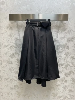 Новая весенне-летняя длинная юбка с декоративной складкой дополнена красивой классической юбкой трапециевидной формы средней длины