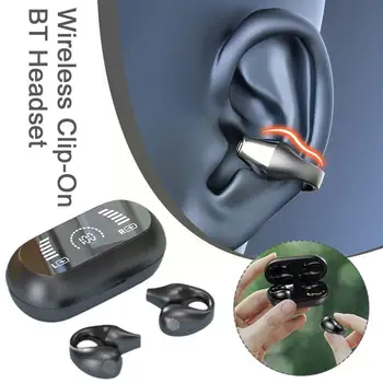 НОВАЯ гарнитура Bluetooth 5.2, наушники с костной проводимостью, ушной крючок, зажим для микрофона, Беспроводная с серьгой в ухе, наушники, ушная спортивная гарнитура