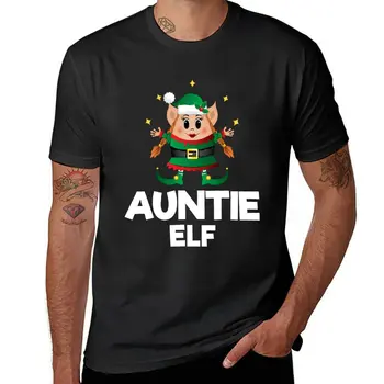 Новая тетя Рождественский подарок для тети Забавная Рождественская футболка с Эльфом аниме индивидуальные футболки черная футболка мужская тренировочная рубашка