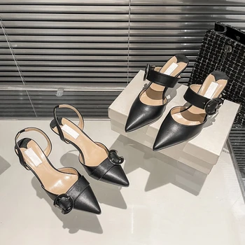 Новые летние женские туфли Muller в европейском и американском стиле, пикантные тапочки на высоком каблуке с острым носком