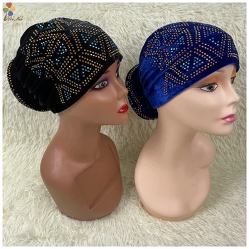 Новый дизайн Африканских женских молитвенных шляп, мусульманская бархатная шляпа с бриллиантами, Дубайские повседневные вечерние Летние молитвенные шляпы для вечеринок