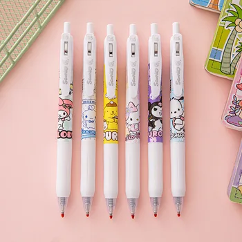 Новый Набор гелевых ручек Kawaii Sanrio Cinnamoroll 0,5 мм, Милая черная ручка Hello Kitty, Мультяшные Канцелярские принадлежности для школьников, Подарок