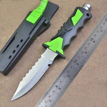 Нож с фиксированным лезвием и нескользящим лезвием 440C, резиновая ручка, карманный тактический нож для выживания в походе, EDC Инструмент