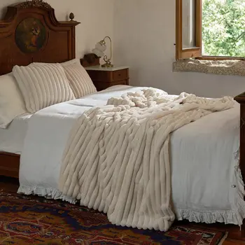 Одеяло Battilo из искусственного меха кролика, зимнее теплое покрывало для дивана, двуспальное одеяло, плед для кровати, высококачественное теплое одеяло для дивана